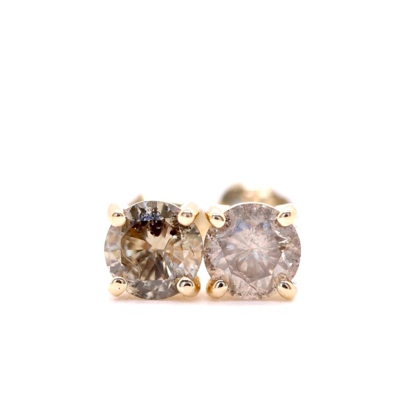 0.83 Carat Diamonds Gold Earrings - Picture 2 of 4